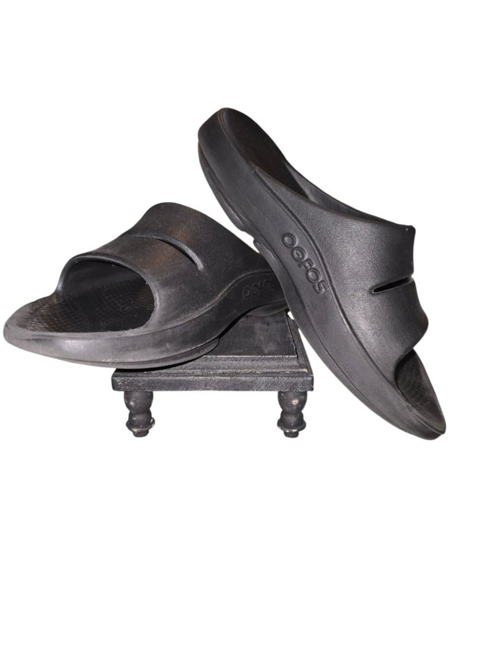 Oofos Ooahh Unisex Black Recovery Slides, Sz M8/W10